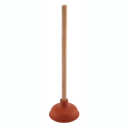 Plunger  6 In.  Light Duty  Rubber Cup  Red  Wooden Handle