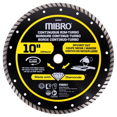 10-inch (254 Mm) Continuous Rim Turbo Diamond Blade For Metal