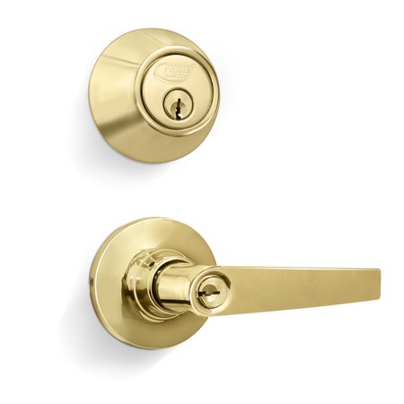 Entry Door Lever Combo Lock Set With Deadbolt Set Of 2  Keyed Alike  Solid Brass  2pk