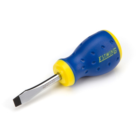 1/4 X 1-3/4 Magnetic Slotted Tip Stubby Screwdriver With Ergonomic Handle