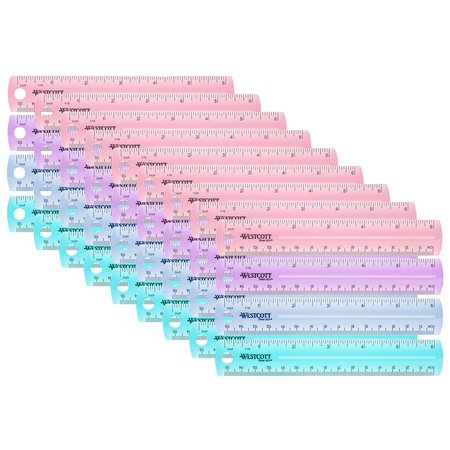 Plastic Ruler  6 In  Assorted Colors  Pk36