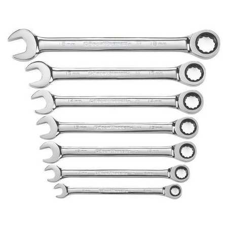 7 Pc. 12 Point Ratcheting Combination Metric Wrench Set