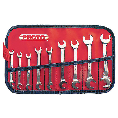 9 Piece Satin Short Angle Open-end Wrench Set