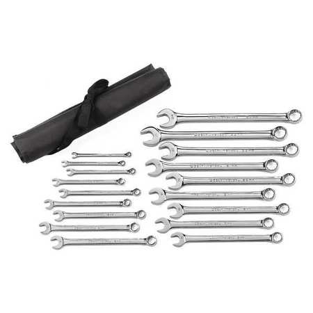 18 Pc. 12 Point Long Pattern Combination Metric Wrench Set