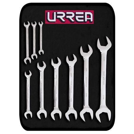 Full Polished Open-end Wrenches Set (9 Pieces)  Metric
