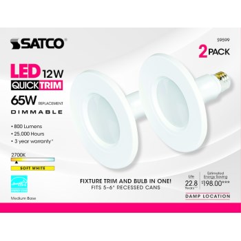 Satco Products S9599 2pk 12w Led Retrofit