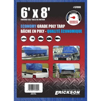 Erickson Mfg 57000 6x8 Blue Poly Tarp